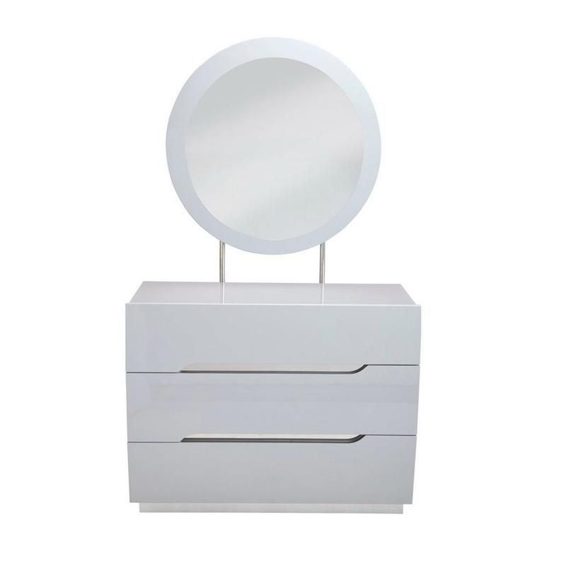 Nova Bedroom Furniture 3-Drawer Chest with Round Mirror