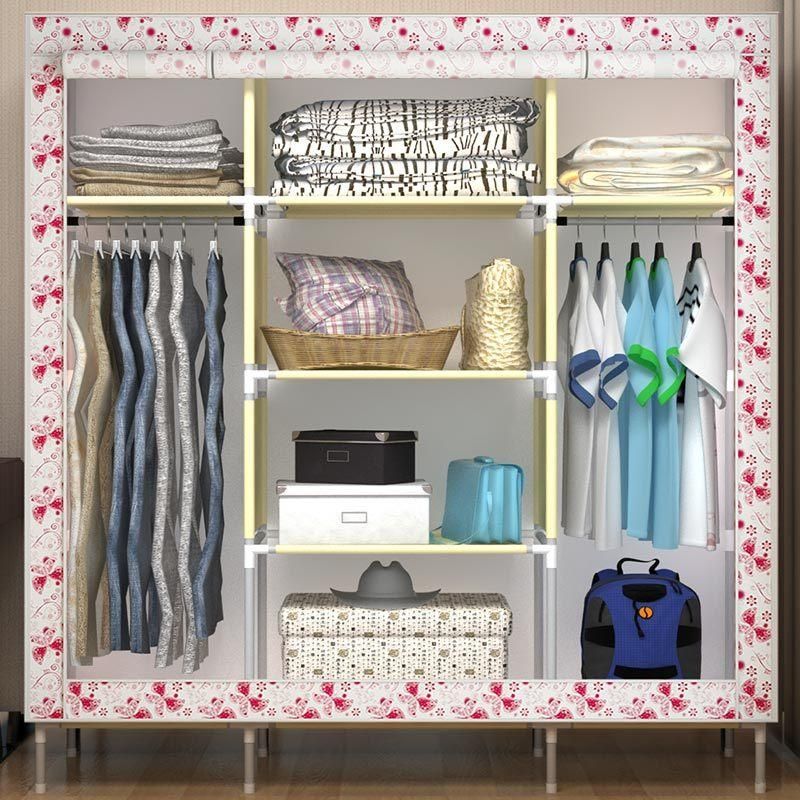 Simple Modern Folding Fabric Portable Bedroom Wardrobe Designs