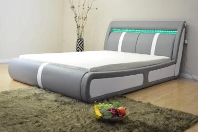 Huayang Smart LED Bedroom Set Furniture Modern King Size Leather Bed Bedroom Bed