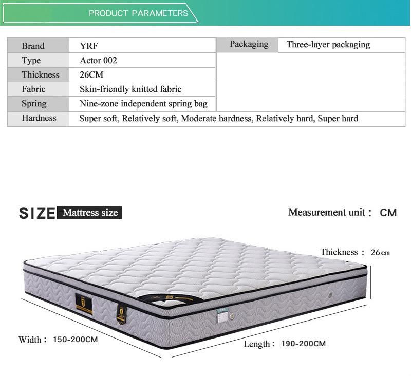 Customized Fashion Style Chinese Furniture Soft Bedroom Set Spring Mattress