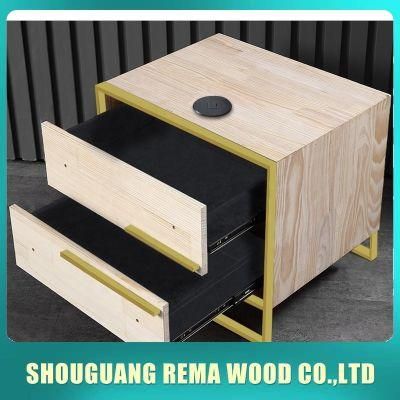 Industrial Style Wooden Home Furniture Bedroom Night Stand Adjustable 1 Drawer Bedside Table
