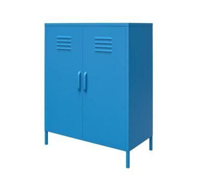 Metallic Lockers Metal Storage Locker High Feet 2 Door Customized Filing Cabinets Blue