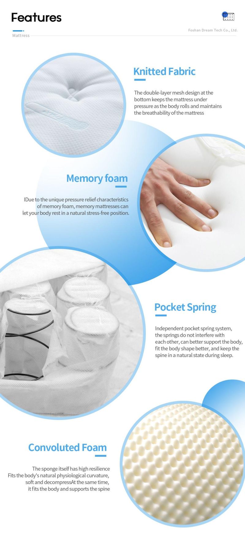 King Mattress Compress Pocket Coil Spring Mattress on Sale (LZN1612)