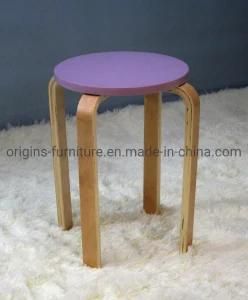 Round Top Stackable Stool Wood Seat for Dining Room