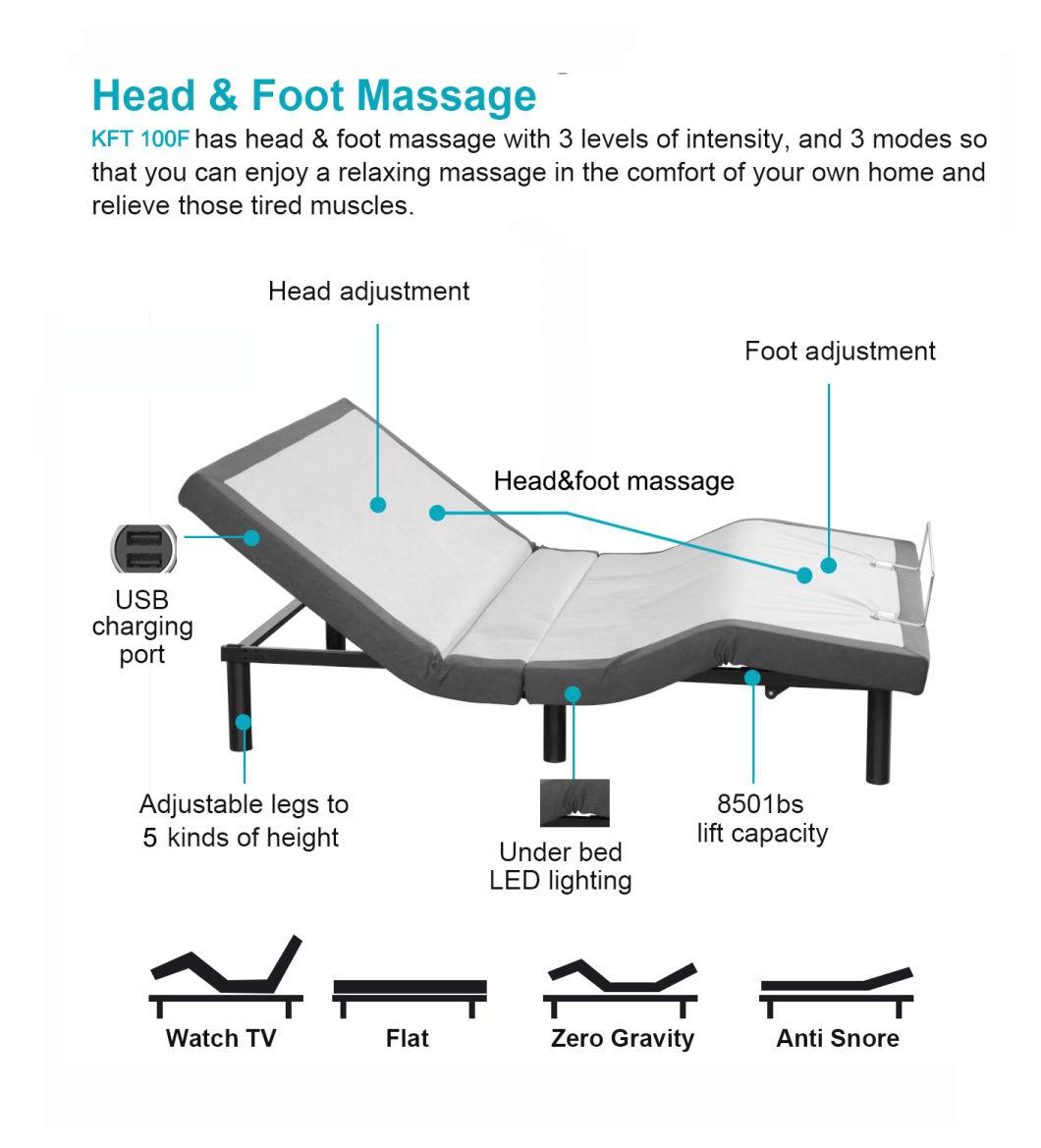 Fast Delivery Foldable Adjustable Beds for Seniors with Memory Foam Mattress