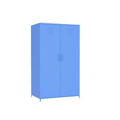 Metal Locker Storage Cabinet Locker Children Locker Double Doors Lokcer Hanging Cloth Home School Classroom Requires Assembly, Blue.