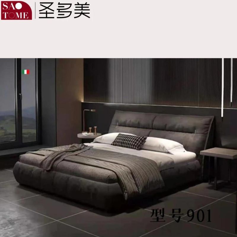 Modern Luxury Home Furniture Sets Wooden Double Leather King Size Bedroom Bed