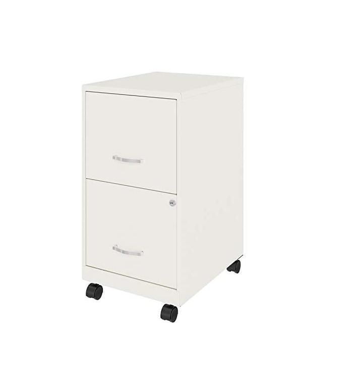 2 Drawer Metal Mobile File Cabinet with Lock, Steel File Cabinet with Four Wheels Small Filing Storage