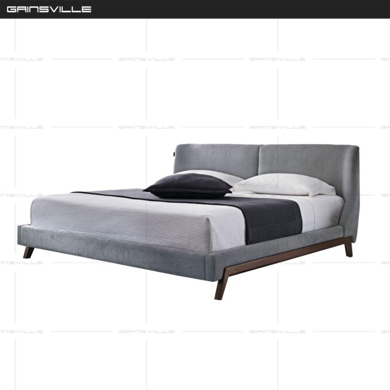 Chinese Wooden Bed Fabric Upholstered Luxury Modern Bedroom Furniture