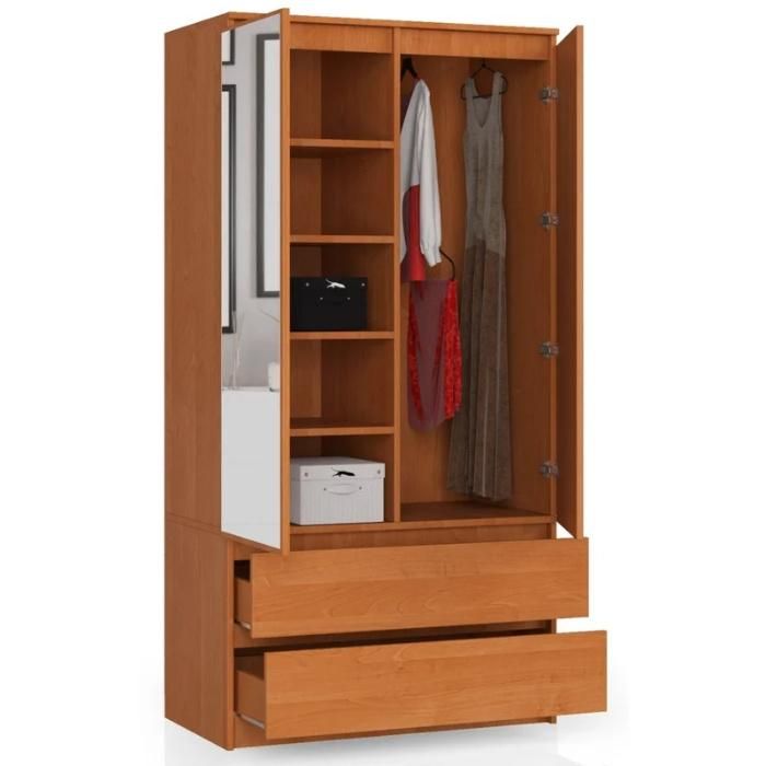 Wholesale Quality Mirror Wardrobe Bedroom Furniture MDF Clothes Cabinet