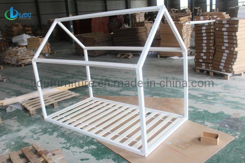 White Color Cheap Pine Wood Kids Bed House Wood Bed