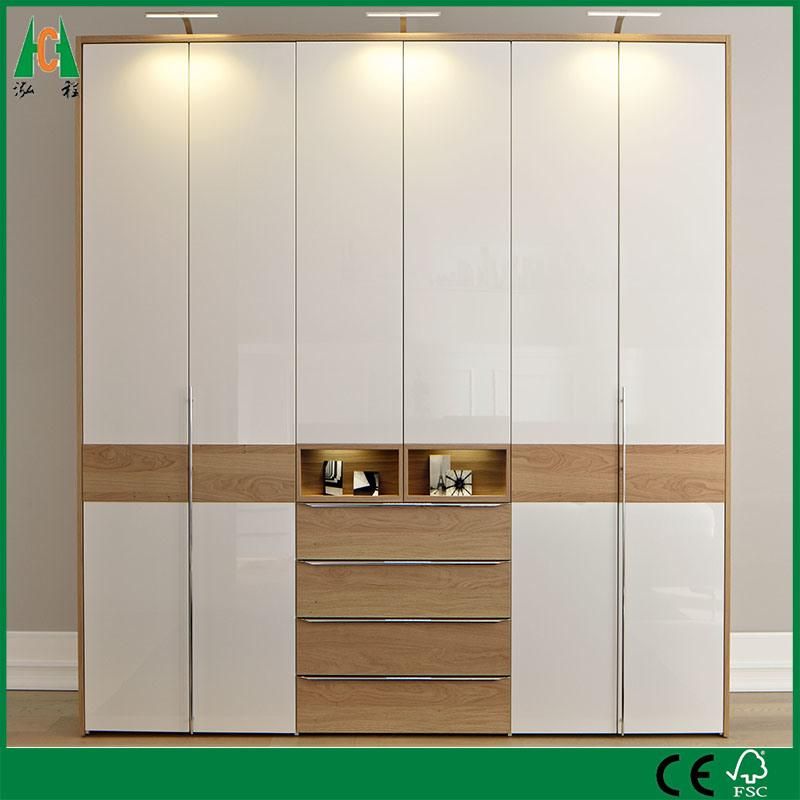 Three Drawers and Three Doors Wooden Wardrobe