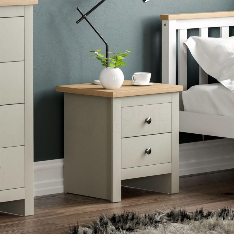 Night Stand 2 Drawer Oak White Lamp Side Table Solid Wood Legs