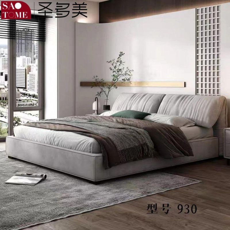 Modern Luxury Hotel Bedroom Furniture Dark Grey Leather Double Bed 1.5m 1.8m