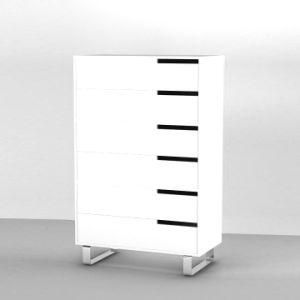 White Painting 6 Drawer Chest
