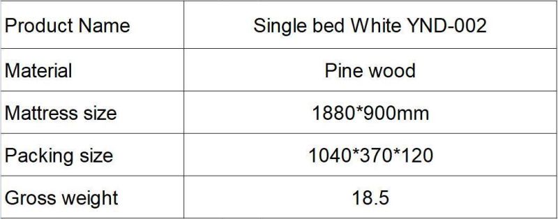 Bedroom Furniture Wooden White Solid Wood 3FT Bed