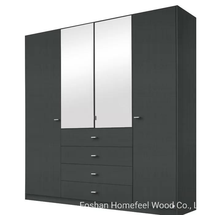 Sonoma Oak Chipboard 4 Doors Mirror and Adjustable Shelves Cupboard Wardrobe (HF-EA31)