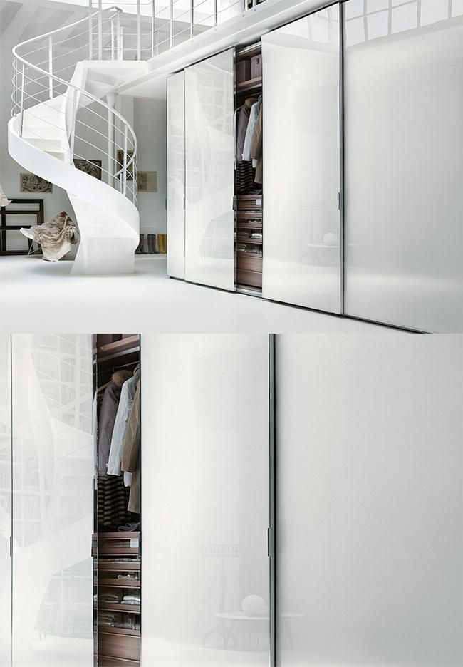 White Glass Aluminium Frame Sliding Door Wardrobe