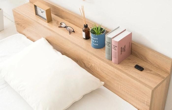 Japanese-Style Floor Bed with Bedside Table and Socket