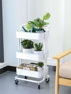 Steel Metal Food Cart Vegetable Rack Trolley Storage Kitchen