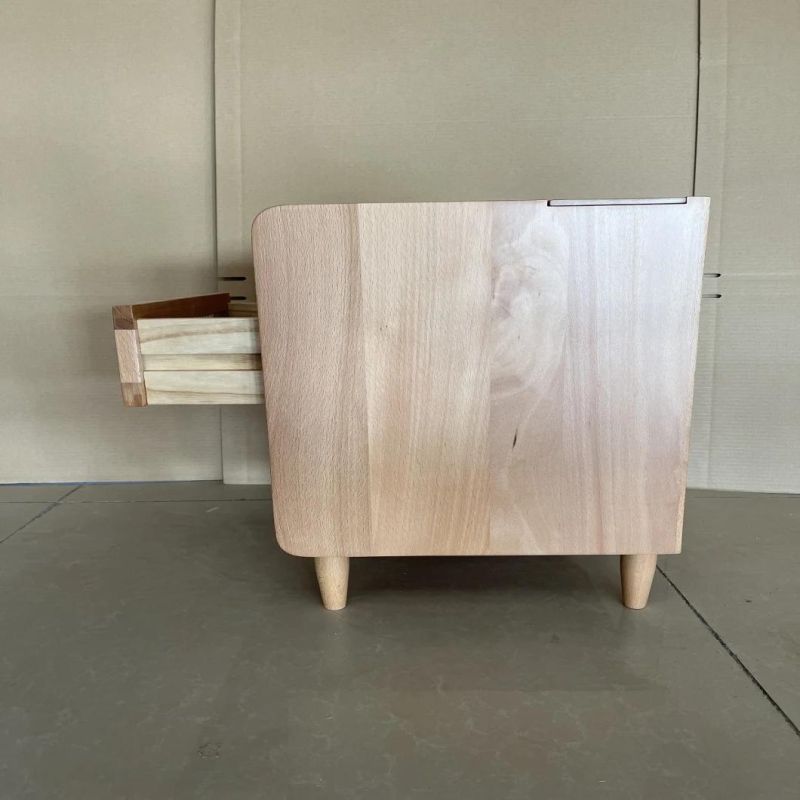Home Furniture with Beech Wood Rattan Bedside Table