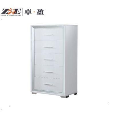 Hot Sale Modern Home Furniture Elegant Pure White Glossy Laquared Tall Boy Side Cabinet Design Drawer Chest