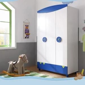 Blue Painted Colorful Semi-Open Chipboard/Plywood Melamine Board Children Bedroom Closet Wardrobe