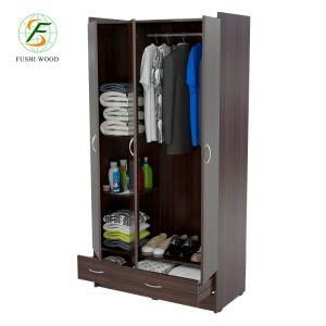 Fushi Three Door 2 Drawer Wardrobe Armoire in Coffee Finish for Project Item Use
