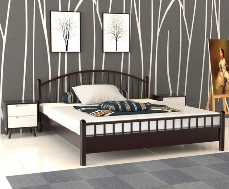 Wood Platform King Bed Oak Finished Headboard/Footboard/Wood Slat