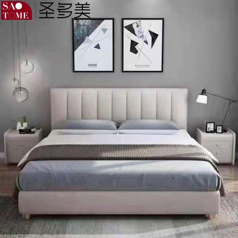 Modern Bedroom Furniture Steel Wooden Frame King Leather Home Bed