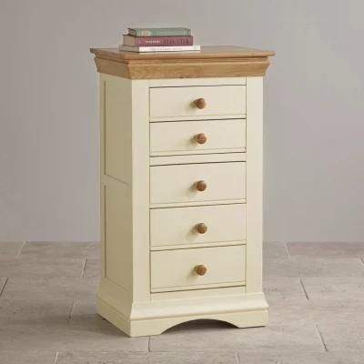 Painted White Oak Solid Wood 5 Drawer High Chest