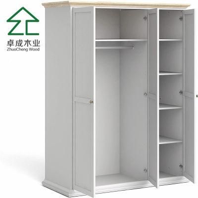 Light Grey Wardrobe with Crown and Baseboard