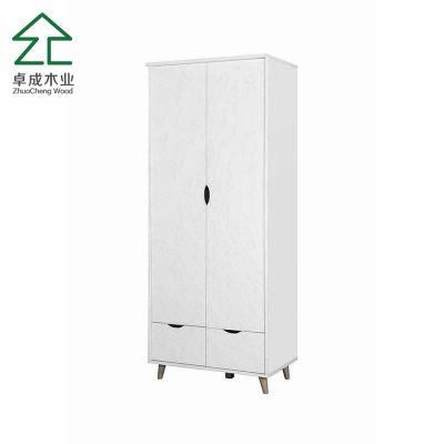 White Color Two Doors Two Drawers Closet Without Handle