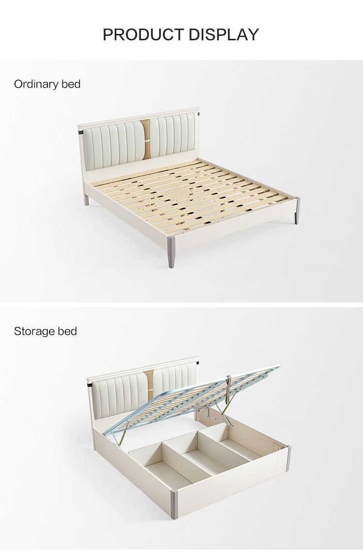 Linsy Latest Design Modern White Leather Princess Bed King Size Double Bed Frames Ls227A1