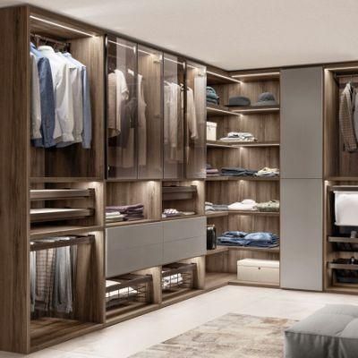 Walk-in Bedroom Furniture Modern Design Glass Door Wooden Closet