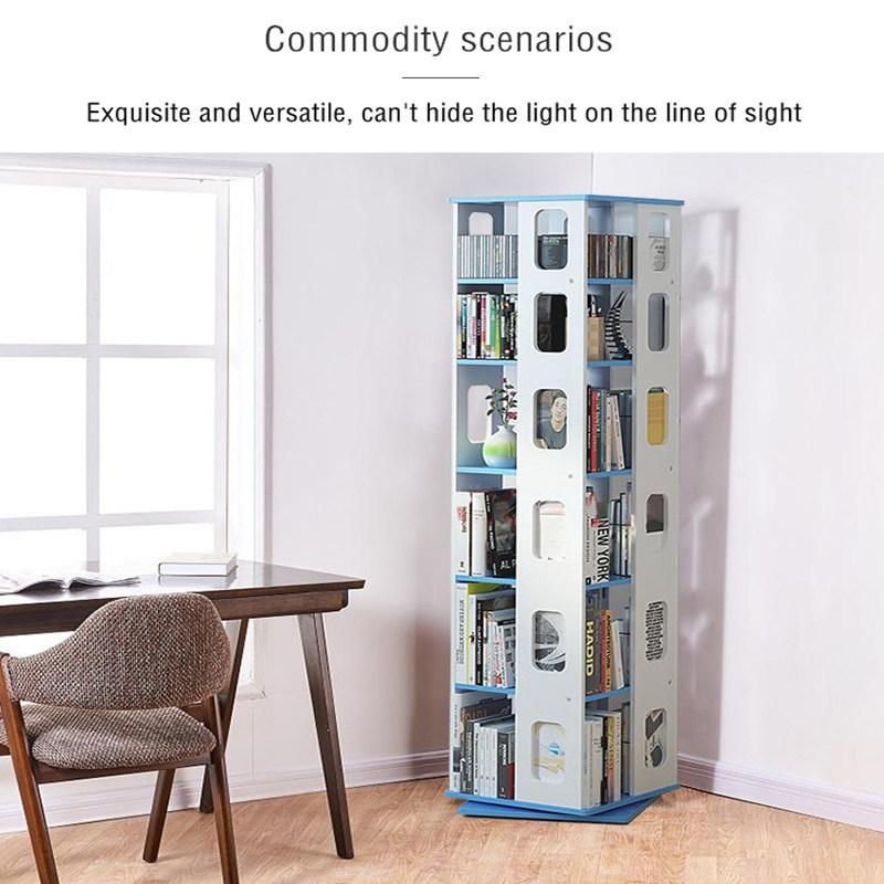 360 Degree Rotating Bookshelf European Simple Large Capacity Bookshelf CD Rack