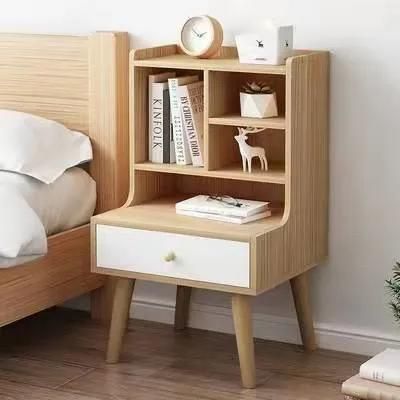 Contemporary Wooden Nightstand with Multiple Compartments