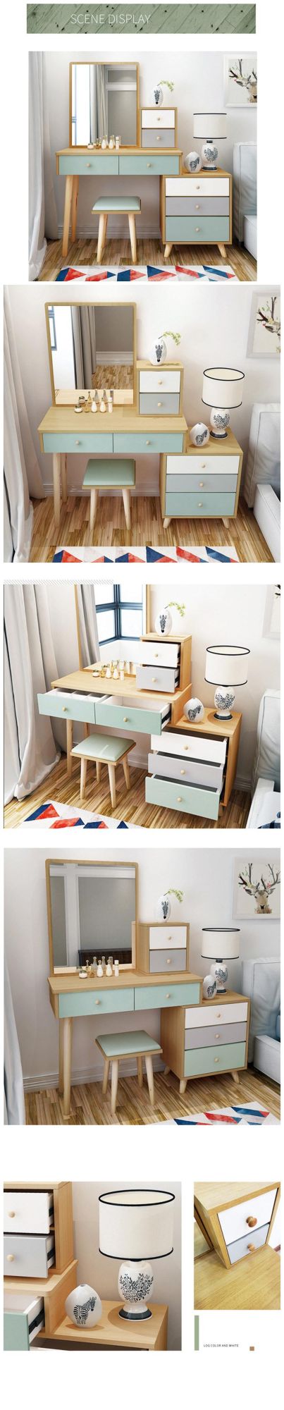 Modern Minimalist Dressing Table Small Apartment Bedroom Multifunctional Dressing Table Nordic Net Red Ins Solid Wood Foot Dressing Table 0021