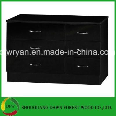 Black High Gloss Two Tone /Wide 3+3 Drawer Chest