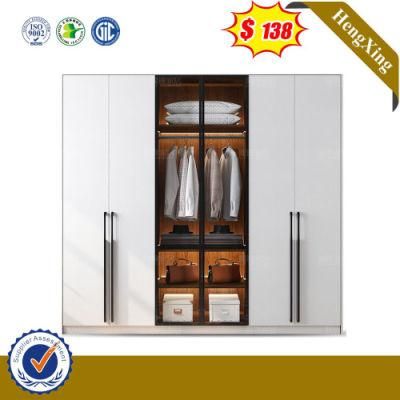 New Design Bedroom Furniture Wooden White Wardrobe with Glass Door