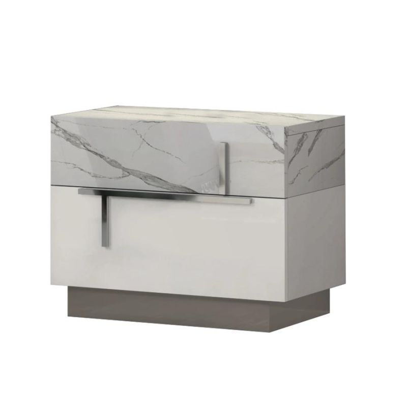 Nova Bedroom Furniture Bedroom Side Table with Metal Vertical Bars