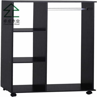Black Color MFC Materials Easy to Move Wardrobe Without Door