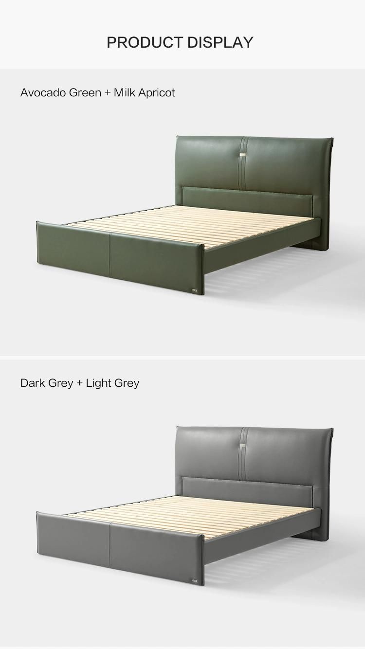Linsy Italian Modern Green Genuine Leather Bed PC271