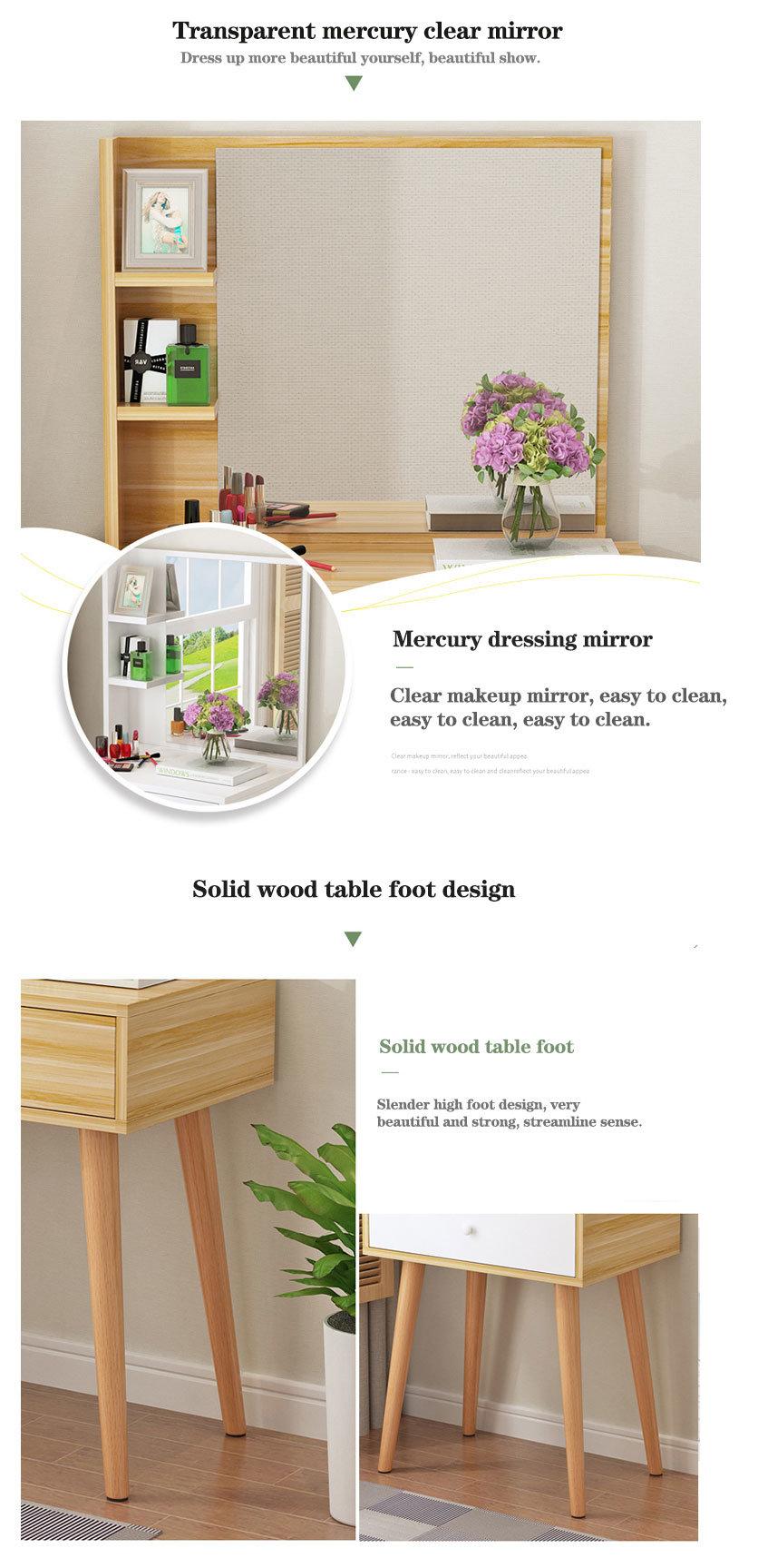 Wholesale Modern Home Hotel Wooden Bedroom Furniture Set Glass Dressing Dresser Mirror Table