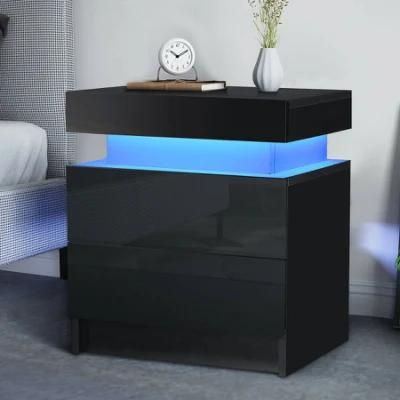 Nova Black Gloss Nightstand for Small Spaces, Easy Assembly, for Living Room