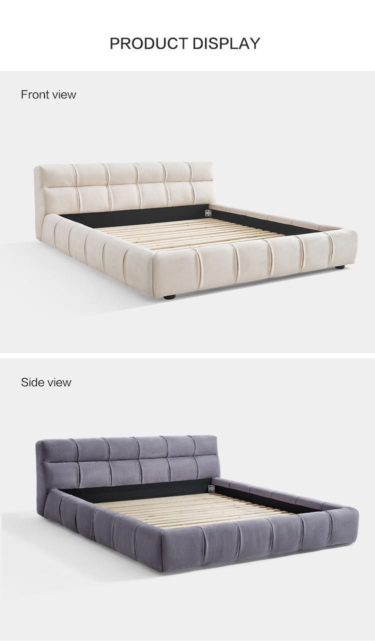 Linsy Simple Fashion Fabric Couch Bed Headboard Modern King Size Double Bed Ls662RC2