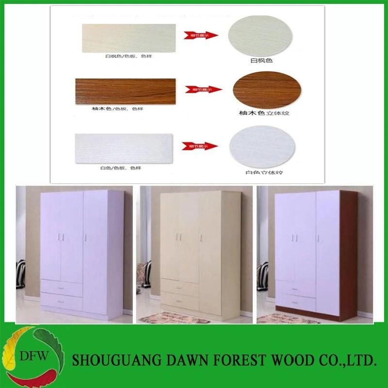 Three Doors and Two Drawer Melamine Wardrobe