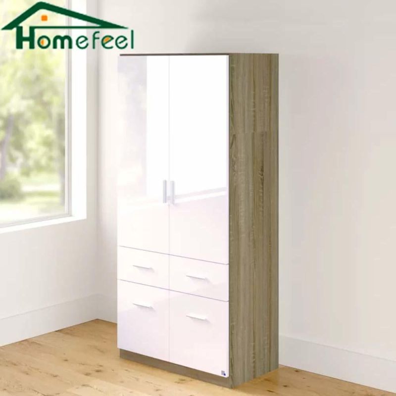 Bedroom Locker Simple Fashion Double Door Wardrobe + 4 Drawers