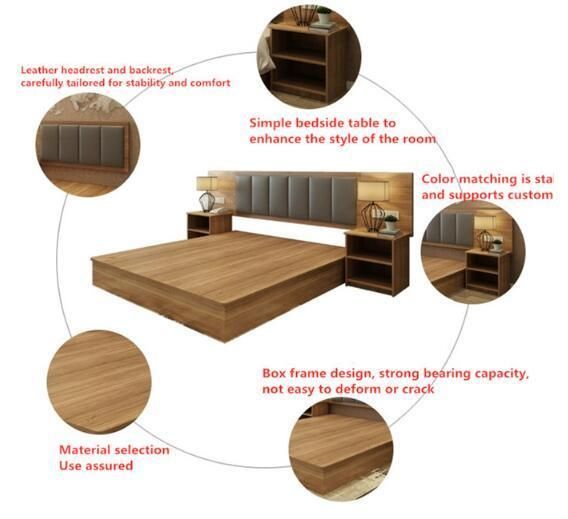 Wooden Bedroom Furniture Set Double King Size Storage Adult Bed