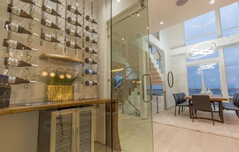 Glass Sliding Door MDF Wardrobe with Mirror and Drawers Closet